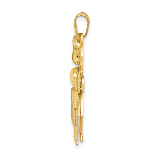 14K Yellow Gold Big Girl & Little Boy Engravable Charm Pendant