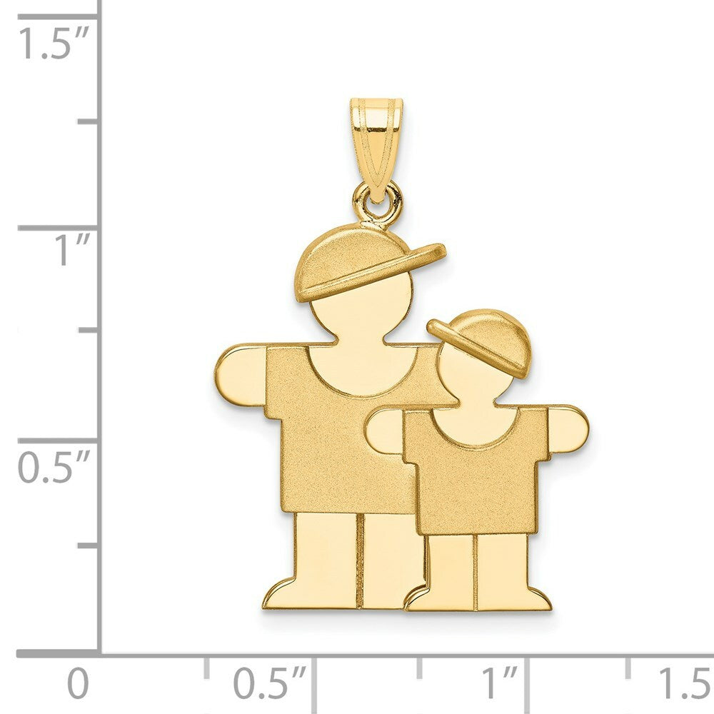 14K Yellow Gold Big Boy & Little Boy Engravable Charm Pendant