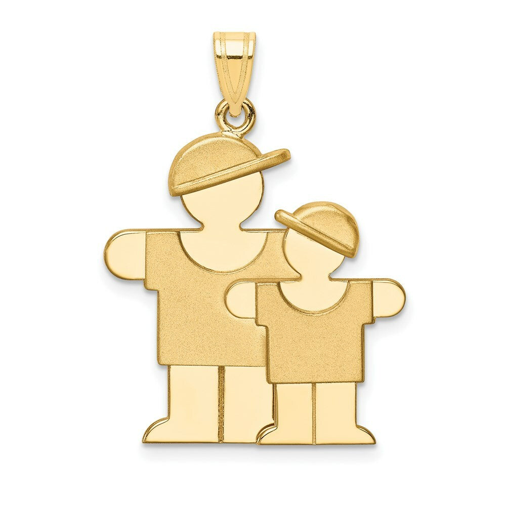 14K Yellow Gold Big Boy & Little Boy Engravable Charm Pendant