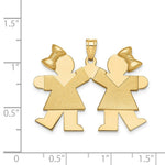 Load image into Gallery viewer, 14K Yellow Gold Solid Engravable Large Double Girls with Bows Charm
