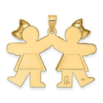 Load image into Gallery viewer, 14K Yellow Gold Solid Engravable Large Double Girls with Bows Charm
