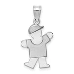 Load image into Gallery viewer, 14K White Gold Small Boy w/Hat on Left Engravable Charm Pendant

