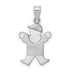 Load image into Gallery viewer, 14K White Gold Small Boy w/Hat on Right Engravable Charm Pendant
