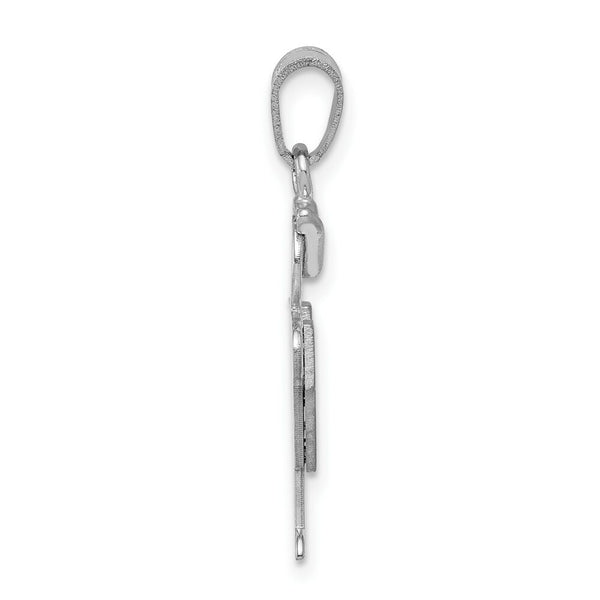 14K White Gold Small Boy w/Hat on Right Engravable Charm Pendant