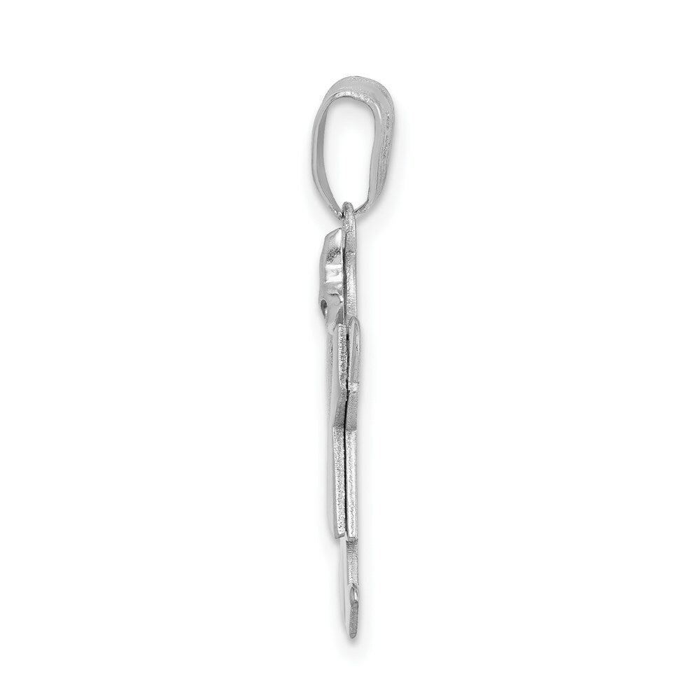 14K White Gold Small Girl w/Bow on Left Engravable Charm Pendant