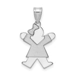 Load image into Gallery viewer, 14K White Gold Small Girl w/Bow on Left Engravable Charm Pendant
