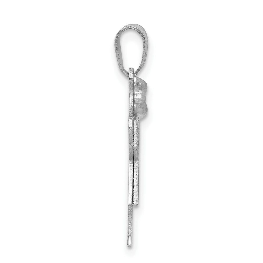 14K White Gold Small Girl w/Bow on Left Engravable Charm Pendant