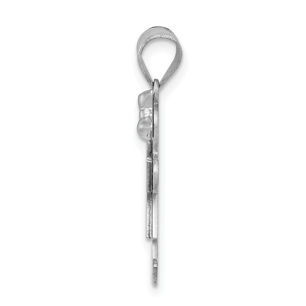 14K White Gold Small Girl w/Bow on Right Engravable Charm Pendant