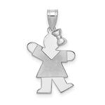 Load image into Gallery viewer, 14K White Gold Small Girl w/Bow on Right Engravable Charm Pendant
