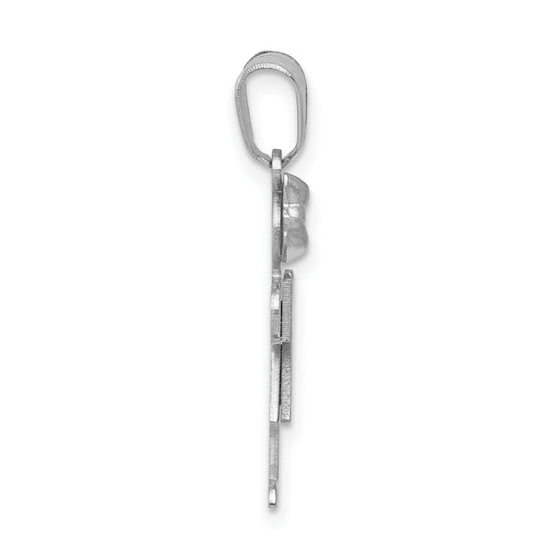 14K White Gold Small Girl w/Bow on Left Engravable Charm Pendant