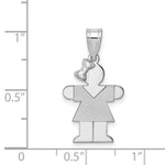 Load image into Gallery viewer, 14K White Gold Small Girl w/Bow on Left Engravable Charm Pendant
