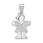 Load image into Gallery viewer, 14K White Gold Small Girl w/Bow on Left Engravable Charm Pendant
