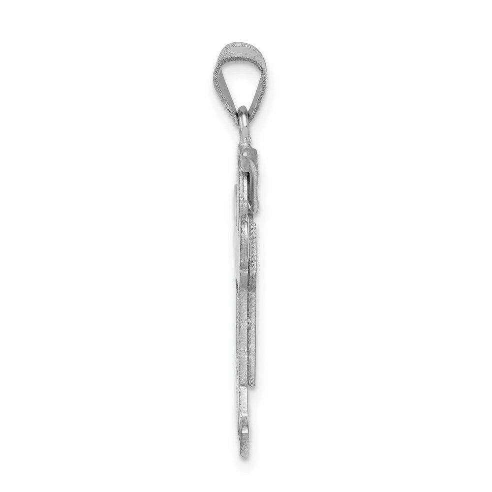 14K White Gold Medium Boy w/Hat on Right Engravable Charm Pendant