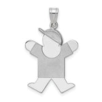 Load image into Gallery viewer, 14K White Gold Medium Boy w/Hat on Right Engravable Charm Pendant
