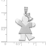 Load image into Gallery viewer, 14K White Gold Medium Girl w/Bow on Right Engravable Charm Pendant

