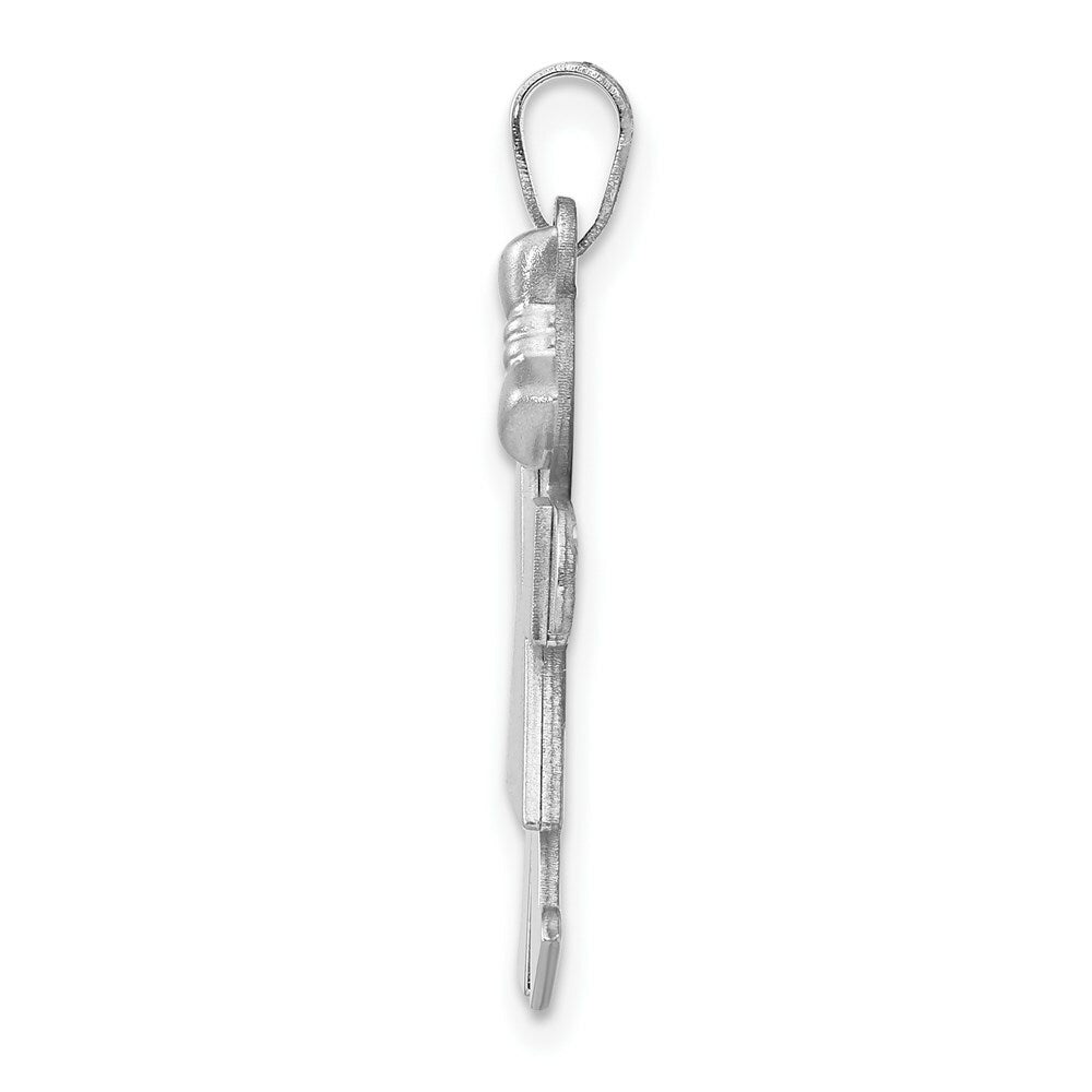 14K White Gold Medium Girl w/Bow on Right Engravable Charm Pendant