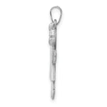 Load image into Gallery viewer, 14K White Gold Medium Girl w/Bow on Right Engravable Charm Pendant
