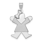 Load image into Gallery viewer, 14K White Gold Medium Girl w/Bow on Left Engravable Charm Pendant
