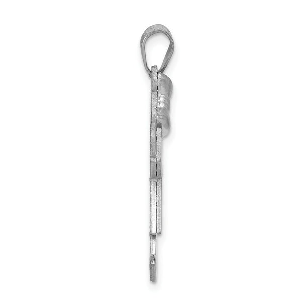 14K White Gold Medium Girl w/Bow on Left Engravable Charm Pendant