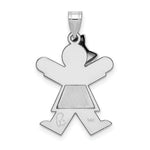 Load image into Gallery viewer, 14K White Gold Medium Girl w/Bow on Left Engravable Charm Pendant
