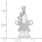 Load image into Gallery viewer, 14K White Gold Medium Girl w/Bow on Left Engravable Charm Pendant
