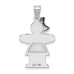 Load image into Gallery viewer, 14K White Gold Medium Girl w/Bow on Left Engravable Charm Pendant
