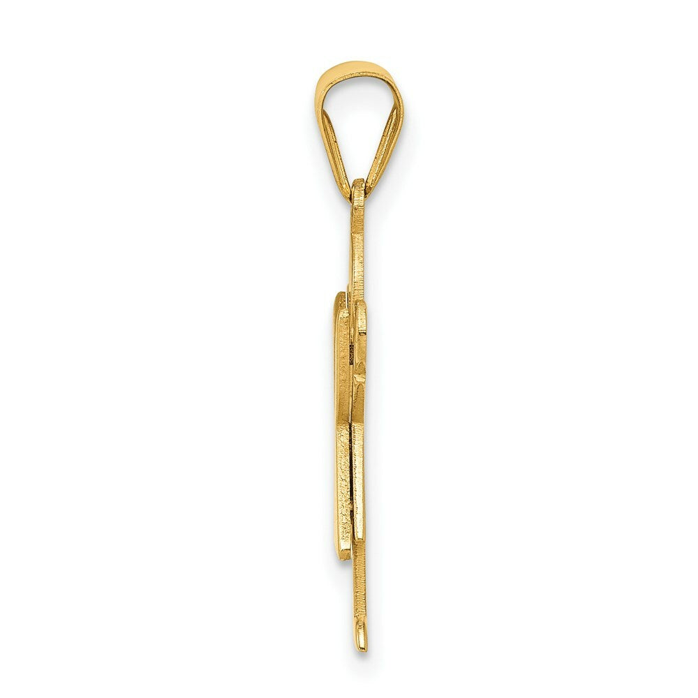 14K Yellow Gold Satin Engravable Girl w/Ruffled Skirt Charm Pendant