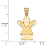 Load image into Gallery viewer, 14K Yellow Gold Satin Engravable Girl w/Ruffled Skirt Charm Pendant

