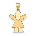 Load image into Gallery viewer, 14K Yellow Gold Satin Engravable Girl w/Ruffled Skirt Charm Pendant
