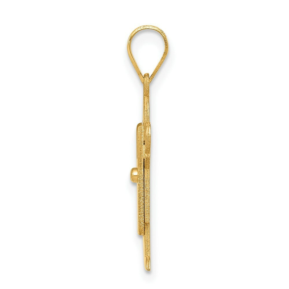 14K Yellow Gold Solid Satin Engravable Boy with Overalls Charm Pendant