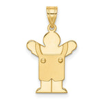 Load image into Gallery viewer, 14K Yellow Gold Solid Satin Engravable Boy with Overalls Charm Pendant
