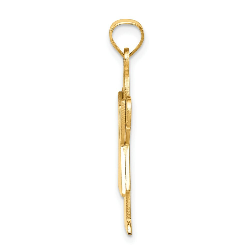 14K Yellow Gold Solid Satin Engravable Girl w/Ruffled Skirt Charm Pendant