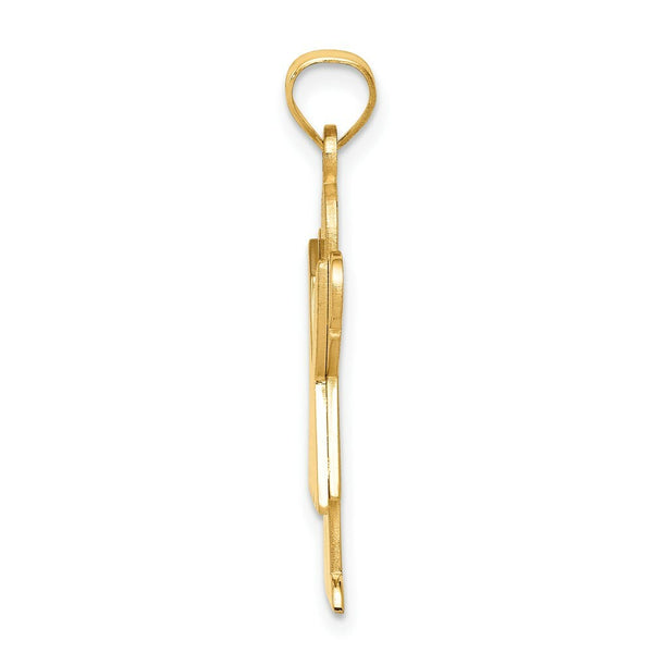 14K Yellow Gold Solid Satin Engravable Girl w/Ruffled Skirt Charm Pendant