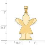 Load image into Gallery viewer, 14K Yellow Gold Solid Satin Engravable Girl w/Ruffled Skirt Charm Pendant
