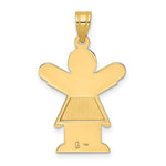 Load image into Gallery viewer, 14K Yellow Gold Solid Satin Engravable Girl w/Ruffled Skirt Charm Pendant
