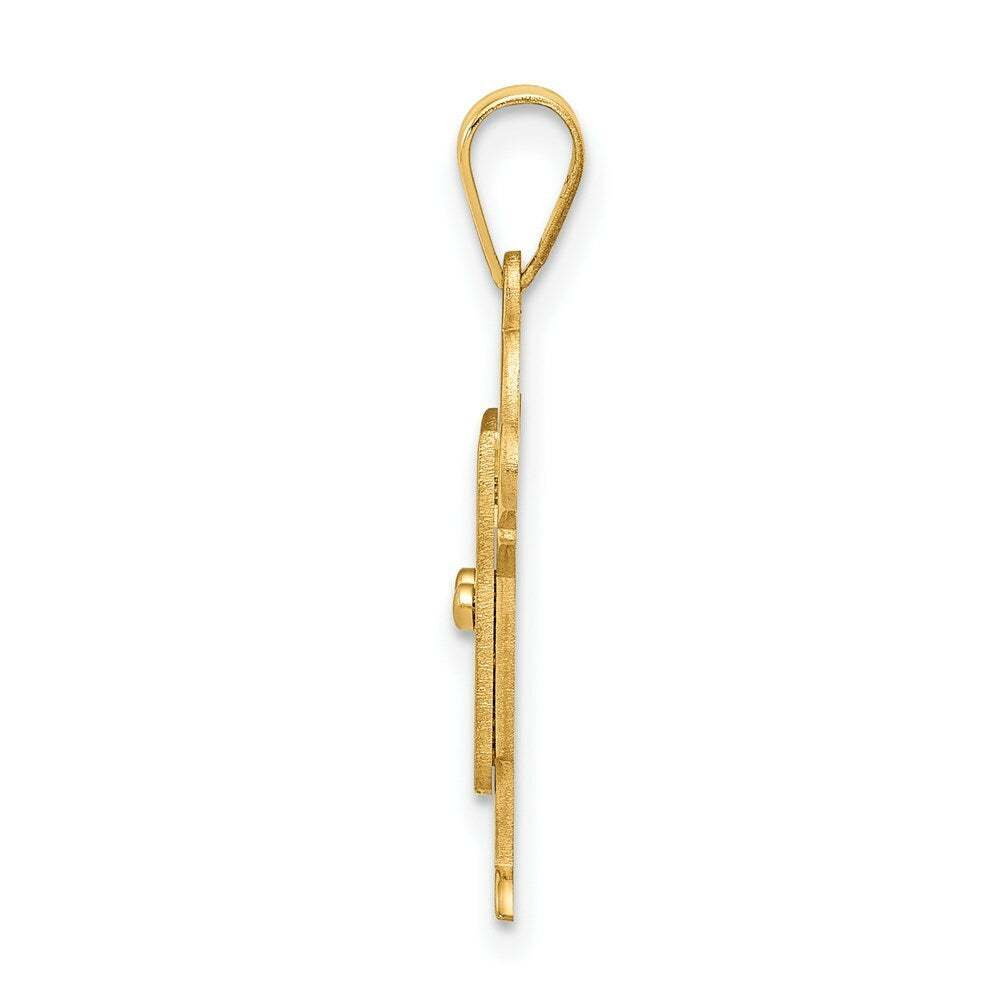 14K Yellow Gold Solid Satin Engravable Boy w/Overalls Charm Pendant