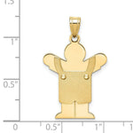 Load image into Gallery viewer, 14K Yellow Gold Solid Satin Engravable Boy w/Overalls Charm Pendant
