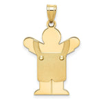 Load image into Gallery viewer, 14K Yellow Gold Solid Satin Engravable Boy w/Overalls Charm Pendant
