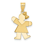 Load image into Gallery viewer, 14K Yellow Gold Solid Engravable Girl with Bow on Right Charm 30mm length
