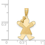 Load image into Gallery viewer, 14K Yellow Gold Solid Engravable Girl with Bow on Left Charm 30mm length
