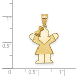 Load image into Gallery viewer, 14K Yellow Gold Solid Engravable Girl with Bow on Left Charm 30mm length
