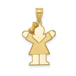 Load image into Gallery viewer, 14K Yellow Gold Solid Engravable Girl with Bow on Left Charm 30mm length
