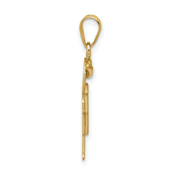 14K Yellow Gold Solid Engravable Boy with Hat on Right Charm 25mm length