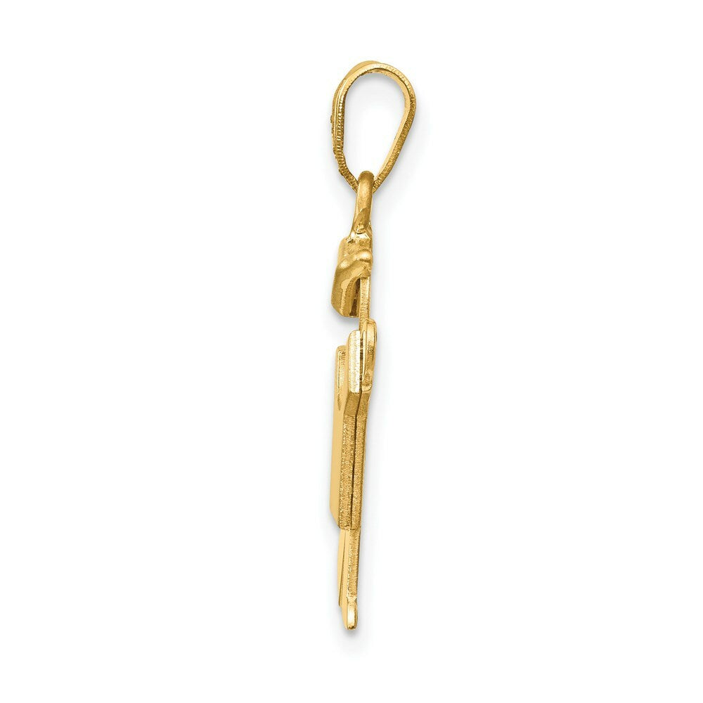 14K Yellow Gold Solid Engravable Boy with Hat on Left Charm 25mm length