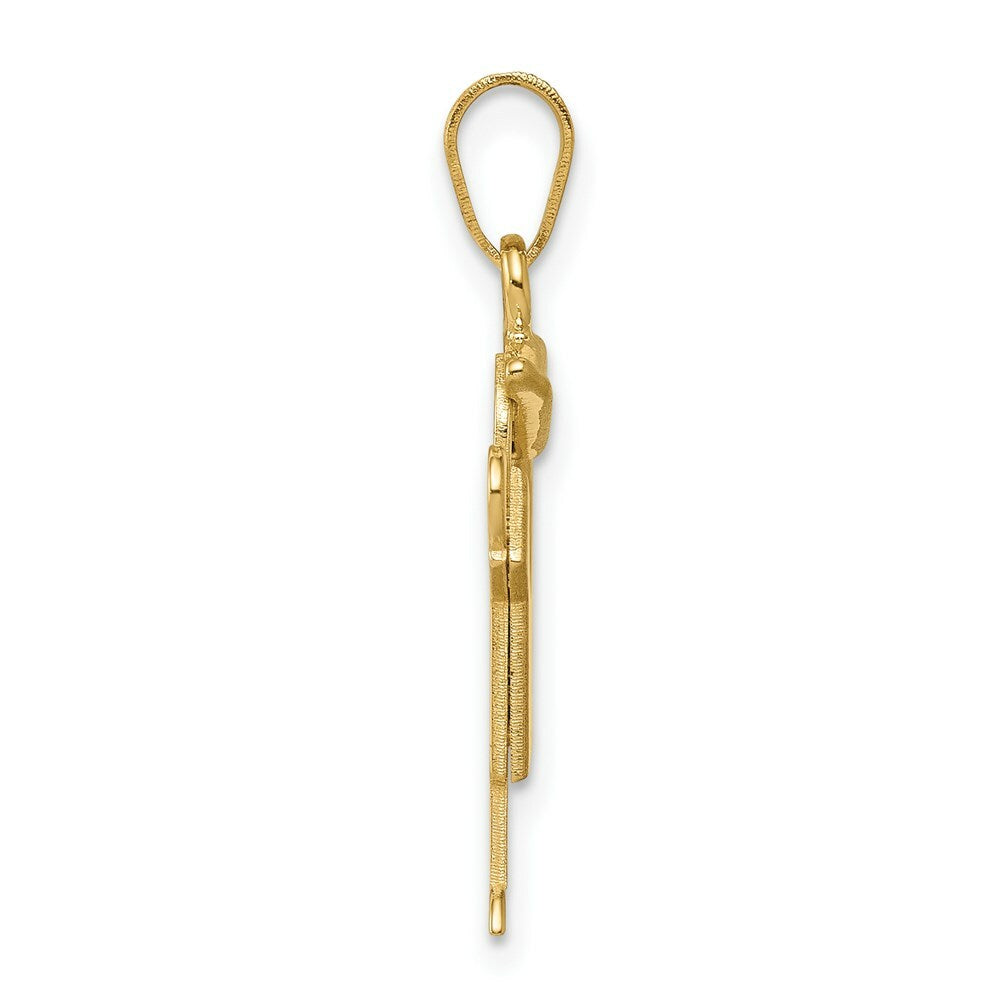 14K Yellow Gold Solid Engravable Boy with Hat on Right Charm 25mm length