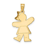 Load image into Gallery viewer, 14K Yellow Gold Solid Engravable Girl with Bow on Right Charm 30mm length
