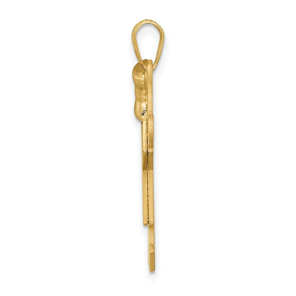 14K Yellow Gold Solid Engravable Girl with Bow on Left Charm 30mm length