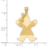 Load image into Gallery viewer, 14K Yellow Gold Solid Engravable Girl with Bow on Left Charm 30mm length
