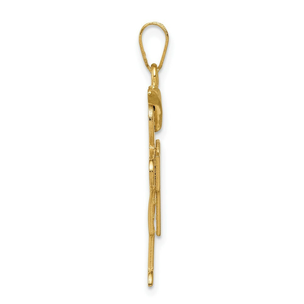 14K Yellow Gold Solid Engravable Boy with Hat on Right Charm 31mm length