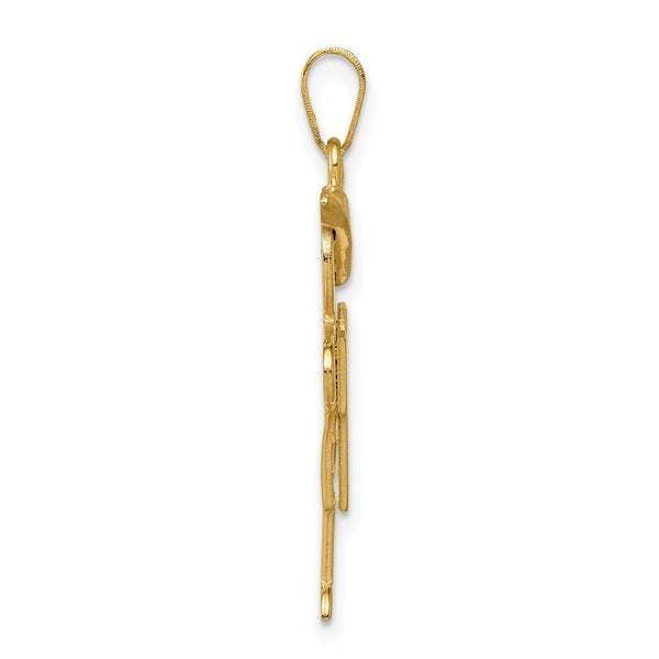 14K Yellow Gold Solid Engravable Boy with Hat on Right Charm 31mm length